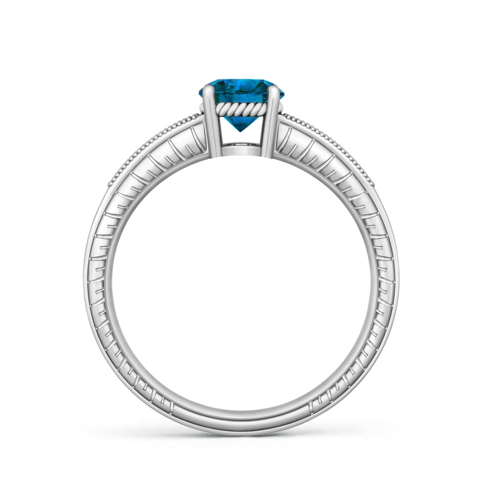 6.2mm AAA Round Blue Diamond Solitaire Ring with Milgrain in P950 Platinum side-1