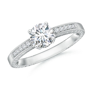 6.2mm GVS2 Round Diamond Solitaire Ring with Milgrain in P950 Platinum