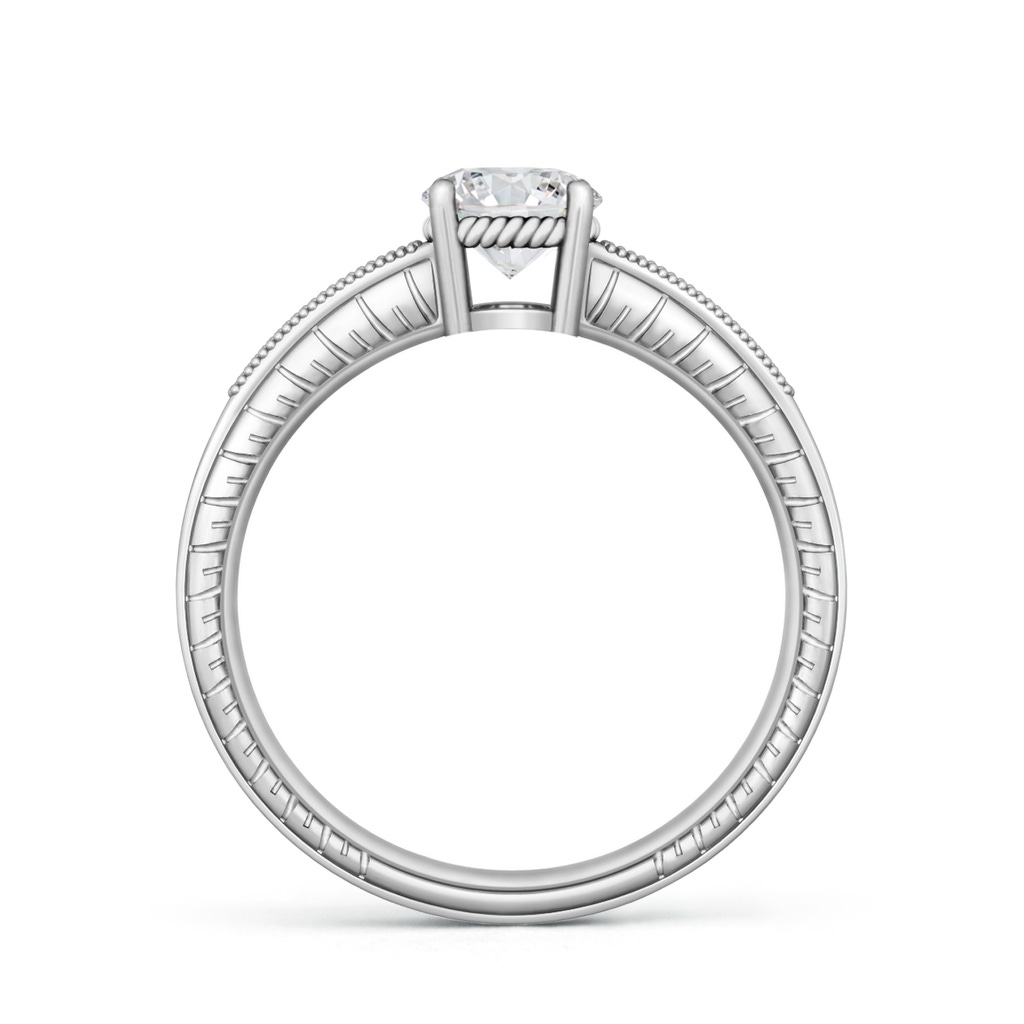 6.2mm HSI2 Round Diamond Solitaire Ring with Milgrain in White Gold Side-1
