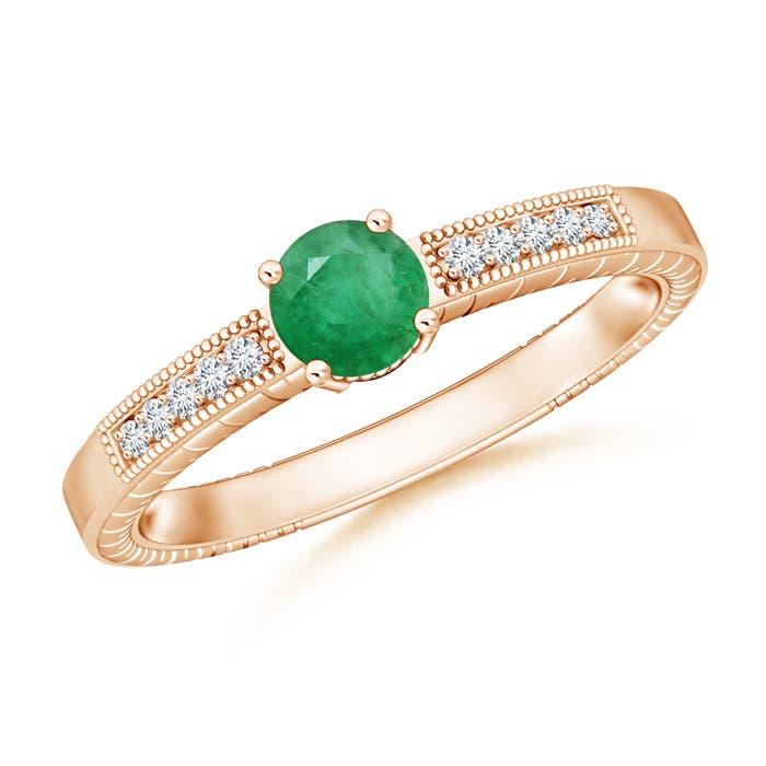 A - Emerald / 0.51 CT / 14 KT Rose Gold