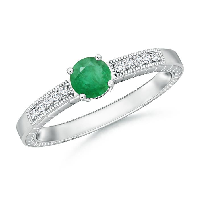 A - Emerald / 0.51 CT / 14 KT White Gold