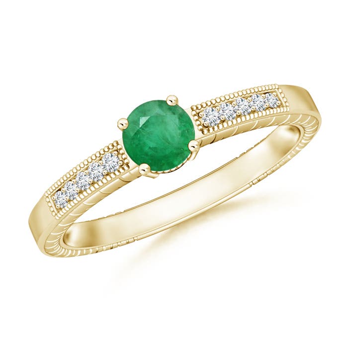 A - Emerald / 0.51 CT / 14 KT Yellow Gold