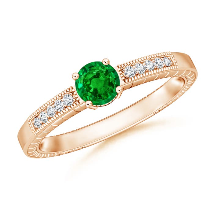 AAAA - Emerald / 0.51 CT / 14 KT Rose Gold