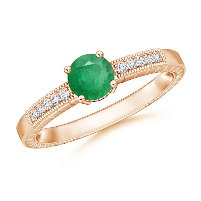 A - Emerald / 0.89 CT / 14 KT Rose Gold