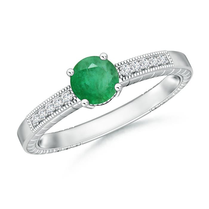 A - Emerald / 0.89 CT / 14 KT White Gold