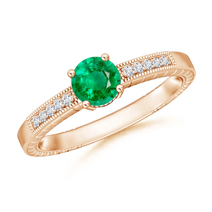 AAA - Emerald / 0.89 CT / 14 KT Rose Gold