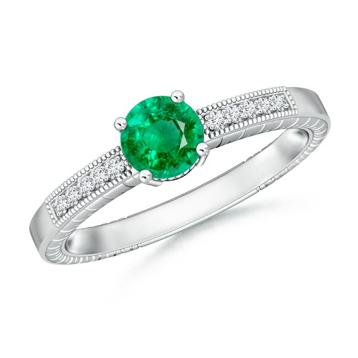 AAA - Emerald / 0.89 CT / 14 KT White Gold