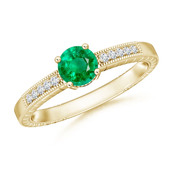 AAA - Emerald / 0.89 CT / 14 KT Yellow Gold