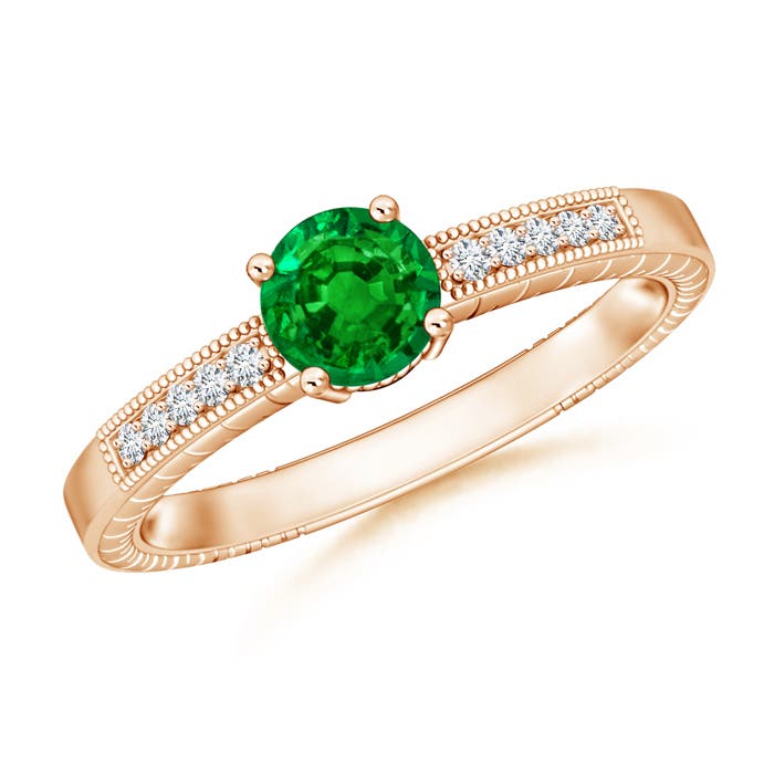 AAAA - Emerald / 0.89 CT / 14 KT Rose Gold