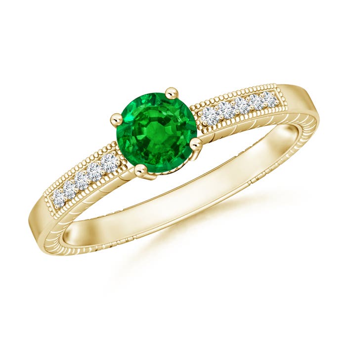 AAAA - Emerald / 0.89 CT / 14 KT Yellow Gold