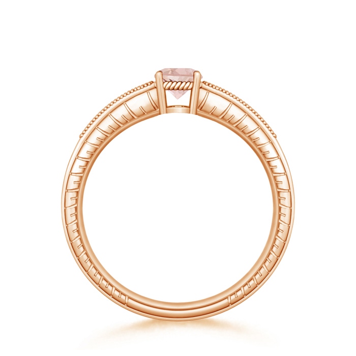 5mm AAA Round Morganite Solitaire Ring with Milgrain in Rose Gold product image