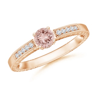 5mm AAAA Round Morganite Solitaire Ring with Milgrain in Rose Gold