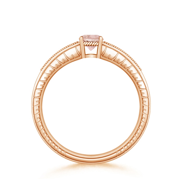 5mm AAAA Round Morganite Solitaire Ring with Milgrain in Rose Gold Product Image