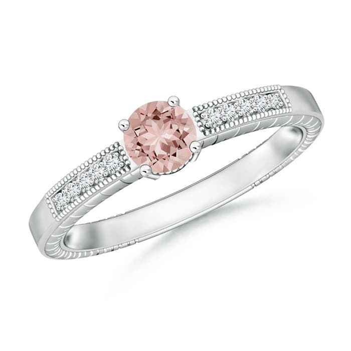 AAAA - Morganite / 0.48 CT / 14 KT White Gold