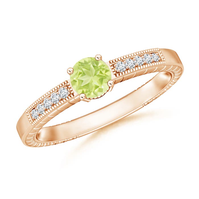 A - Peridot / 0.61 CT / 14 KT Rose Gold