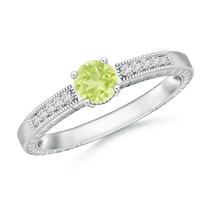 A - Peridot / 0.61 CT / 14 KT White Gold