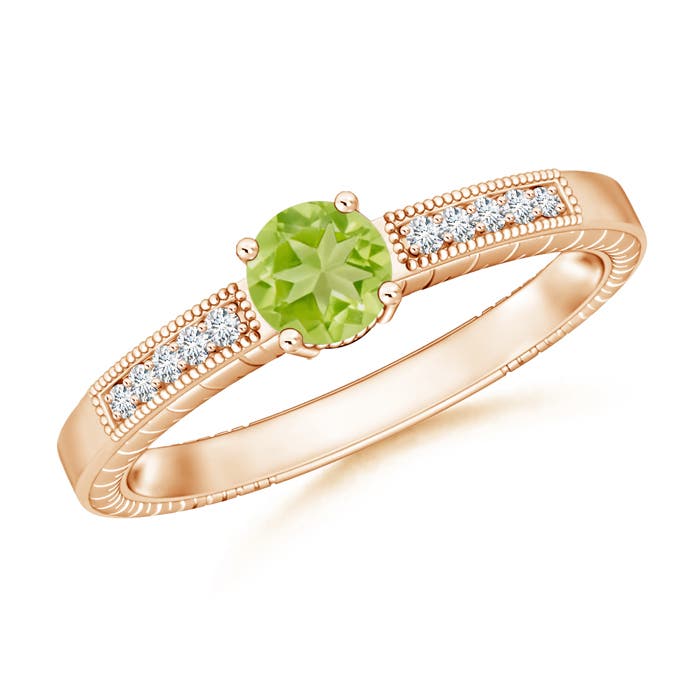 AA - Peridot / 0.61 CT / 14 KT Rose Gold