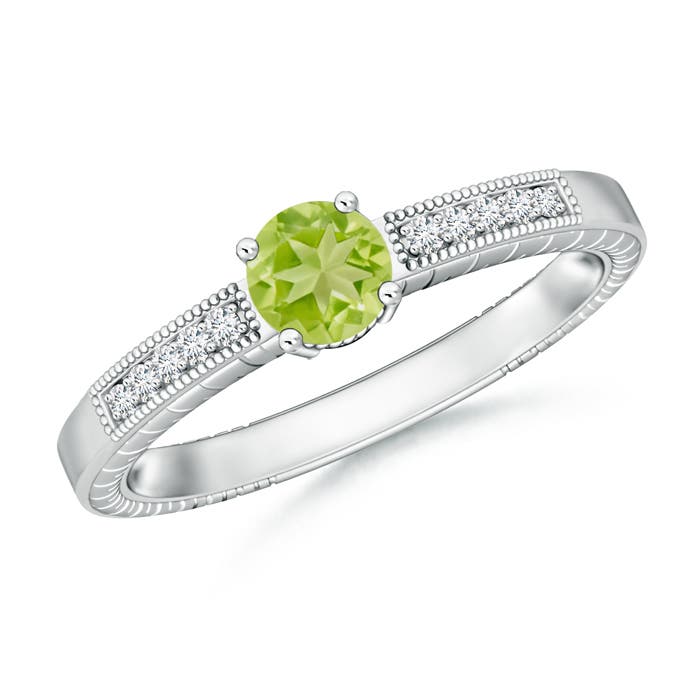 AA - Peridot / 0.61 CT / 14 KT White Gold