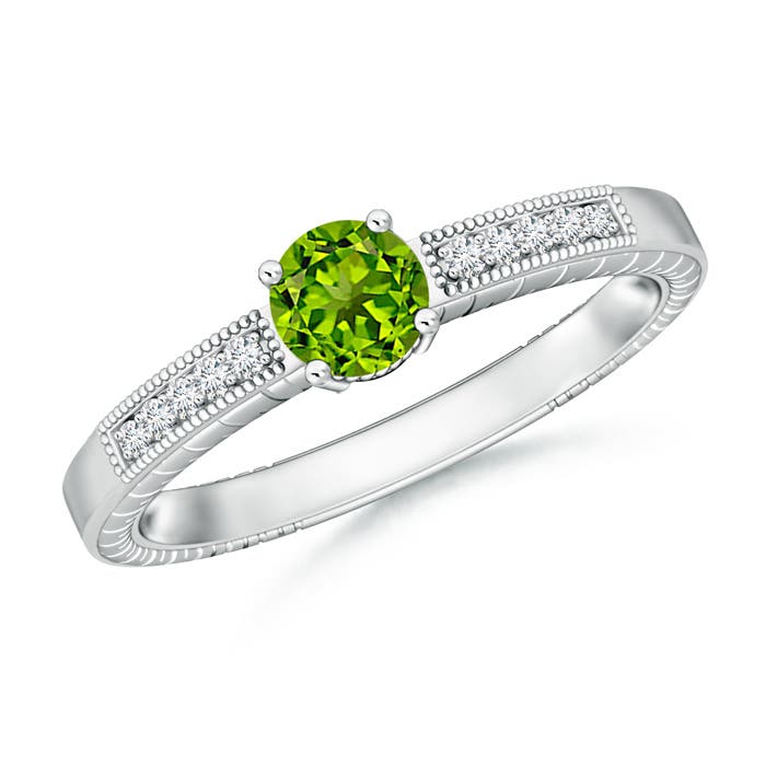 AAAA - Peridot / 0.61 CT / 14 KT White Gold