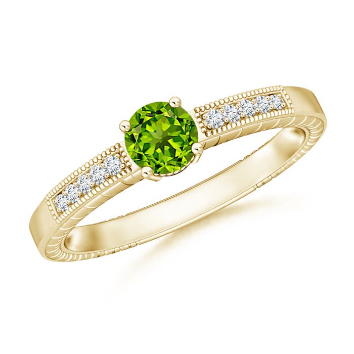 AAAA - Peridot / 0.61 CT / 14 KT Yellow Gold