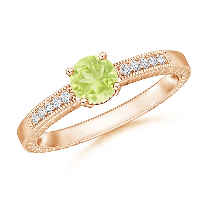 A - Peridot / 1.09 CT / 14 KT Rose Gold