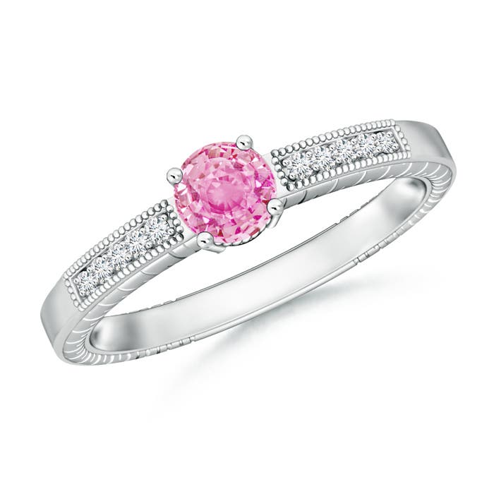 A - Pink Sapphire / 0.66 CT / 14 KT White Gold