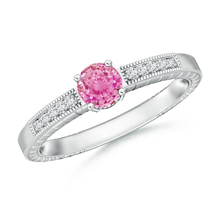 AA - Pink Sapphire / 0.66 CT / 14 KT White Gold