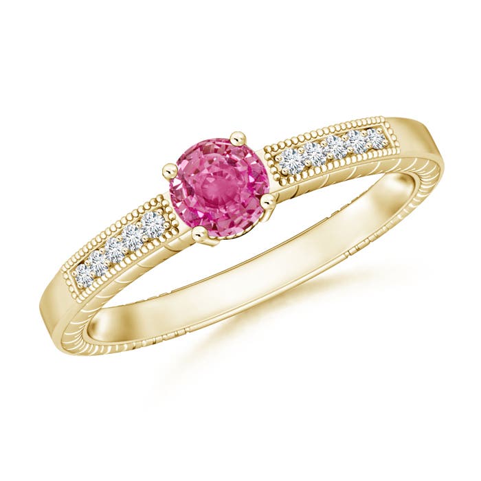 AAA - Pink Sapphire / 0.66 CT / 14 KT Yellow Gold