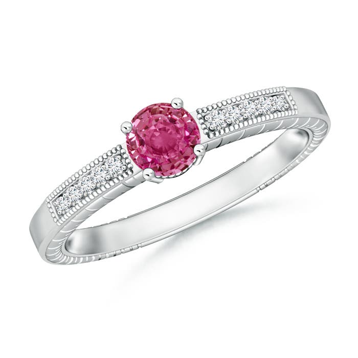 AAAA - Pink Sapphire / 0.66 CT / 14 KT White Gold