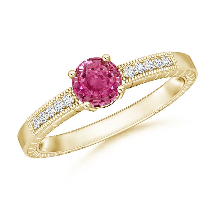 AAAA - Pink Sapphire / 1.14 CT / 14 KT Yellow Gold