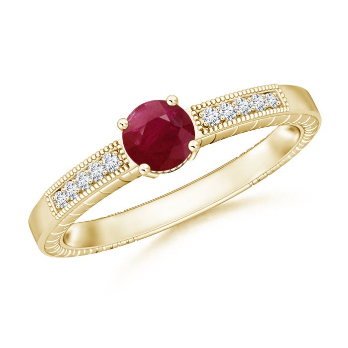 A - Ruby / 0.66 CT / 14 KT Yellow Gold