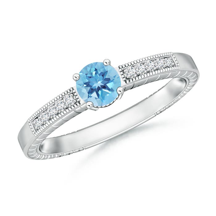 A - Swiss Blue Topaz / 0.66 CT / 14 KT White Gold