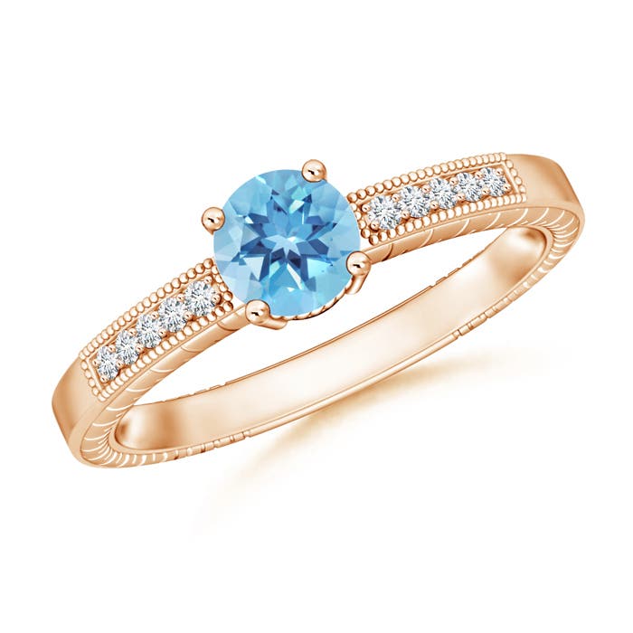 A - Swiss Blue Topaz / 1.09 CT / 14 KT Rose Gold