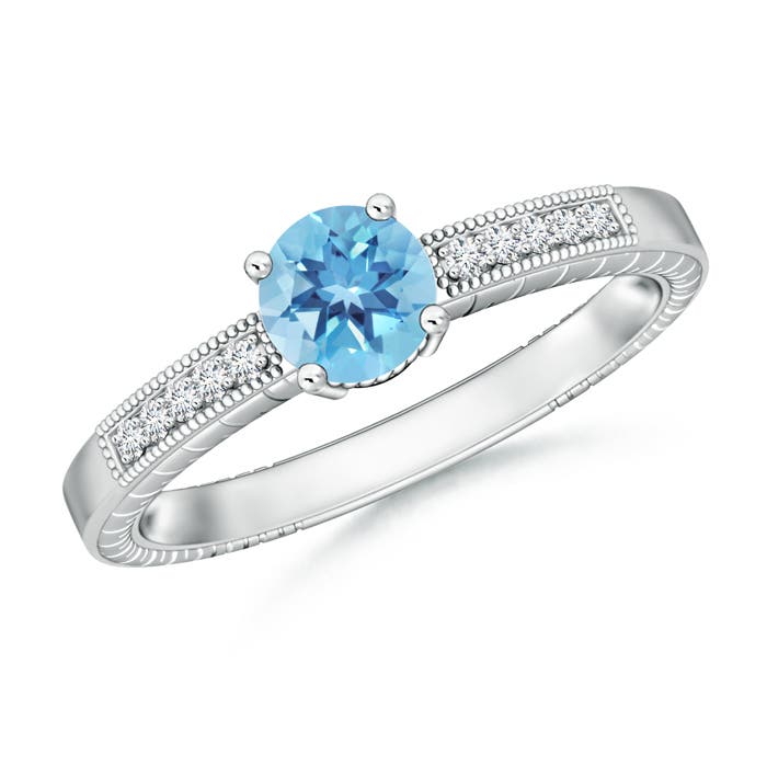 A - Swiss Blue Topaz / 1.09 CT / 14 KT White Gold