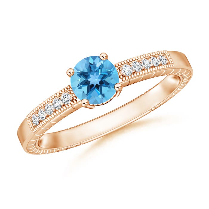 AA - Swiss Blue Topaz / 1.09 CT / 14 KT Rose Gold