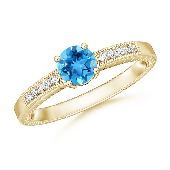 AAA - Swiss Blue Topaz / 1.09 CT / 14 KT Yellow Gold