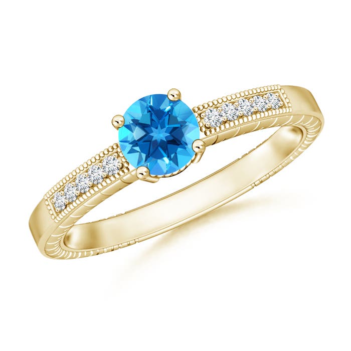 AAAA - Swiss Blue Topaz / 1.09 CT / 14 KT Yellow Gold