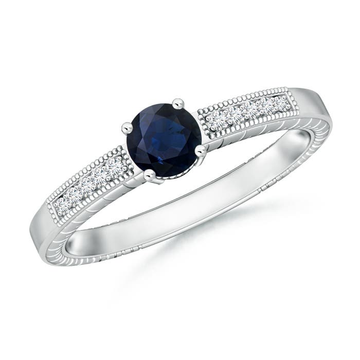 A - Blue Sapphire / 0.66 CT / 14 KT White Gold