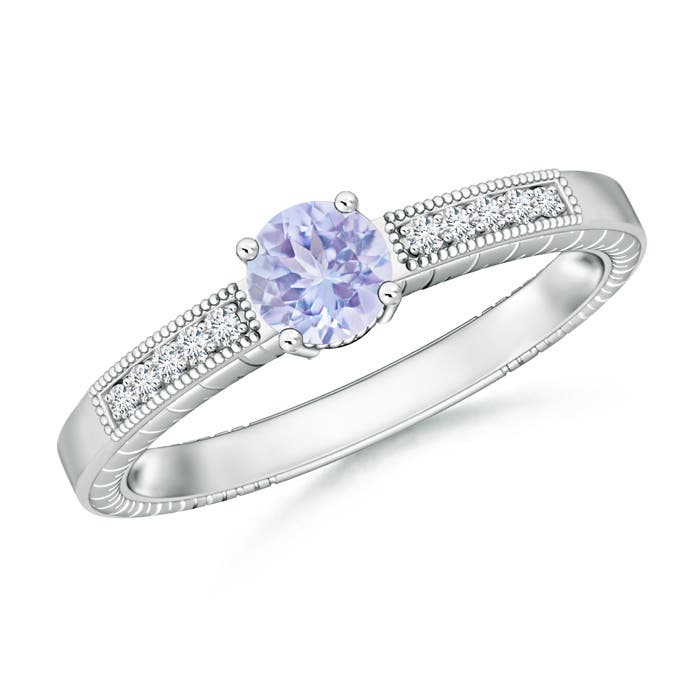 A - Tanzanite / 0.56 CT / 14 KT White Gold