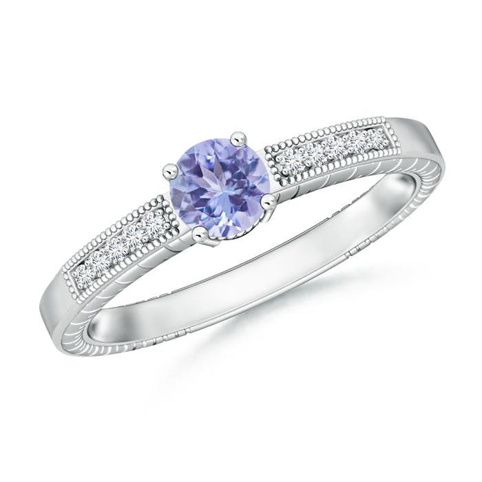 AA - Tanzanite / 0.56 CT / 14 KT White Gold