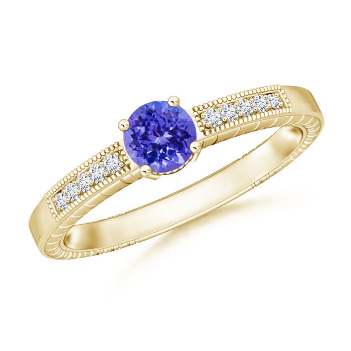 AAAA - Tanzanite / 0.56 CT / 14 KT Yellow Gold