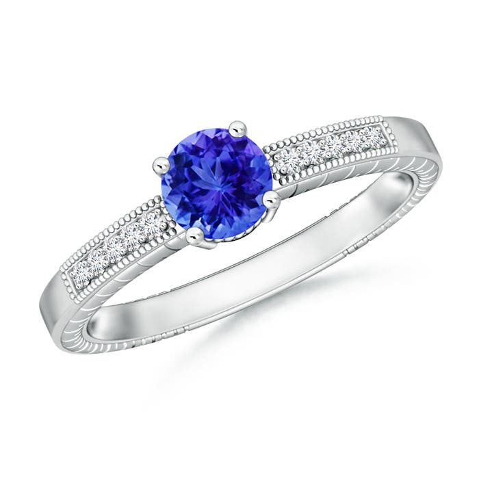 AAA - Tanzanite / 1.04 CT / 14 KT White Gold