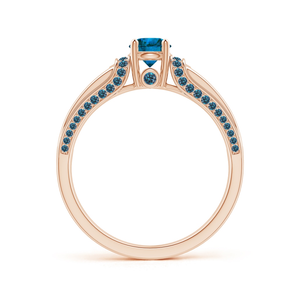 4.6mm AAA Vintage Inspired Round Blue Diamond Engagement Ring in 9K Rose Gold Side 1