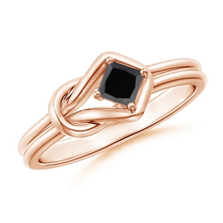 3.5mm AA Princess-Cut Solitaire Black Diamond Infinity Knot Ring in Rose Gold