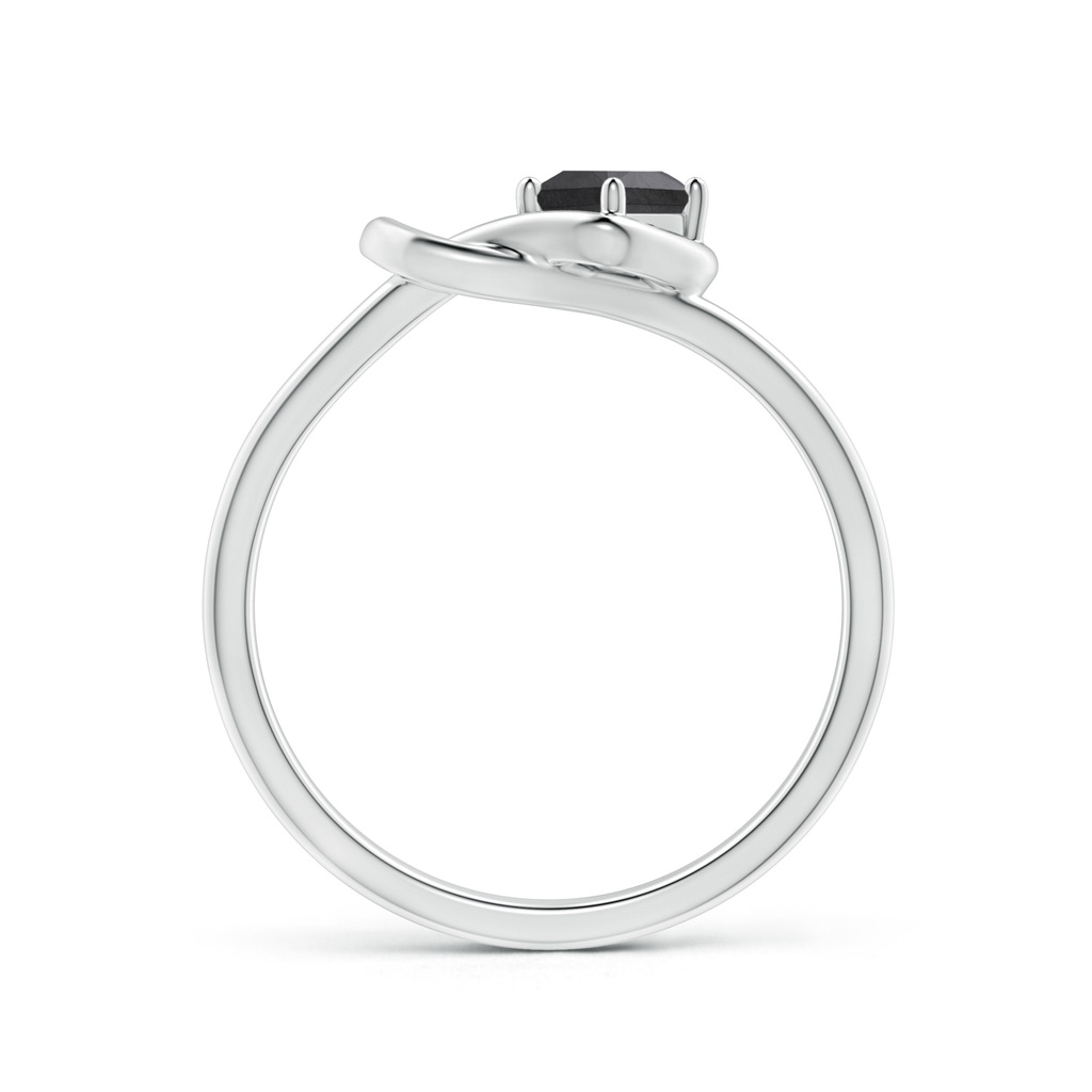 3.5mm AA Princess-Cut Solitaire Black Diamond Infinity Knot Ring in White Gold Side 1