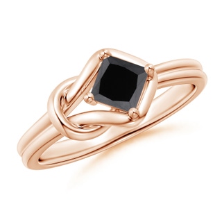 4.4mm AA Princess-Cut Solitaire Black Diamond Infinity Knot Ring in Rose Gold
