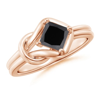 5.1mm AA Princess-Cut Solitaire Black Diamond Infinity Knot Ring in Rose Gold