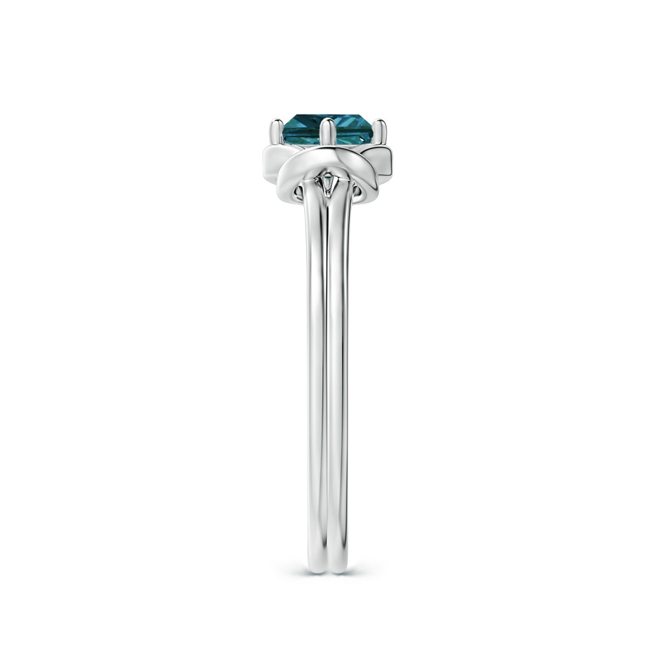 3.5mm AA Princess-Cut Solitaire Blue Diamond Infinity Knot Ring in White Gold side 2