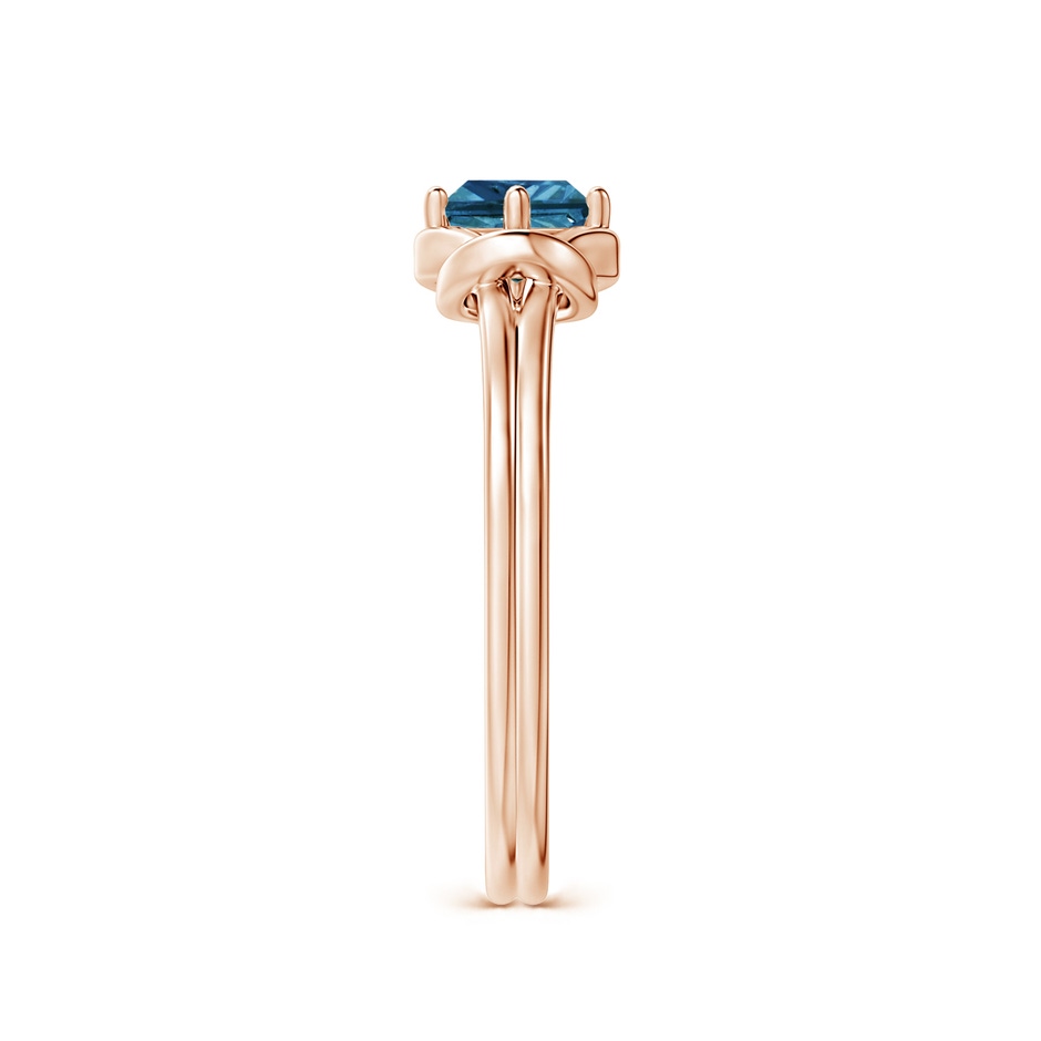 3.5mm AAA Princess-Cut Solitaire Blue Diamond Infinity Knot Ring in Rose Gold side 2