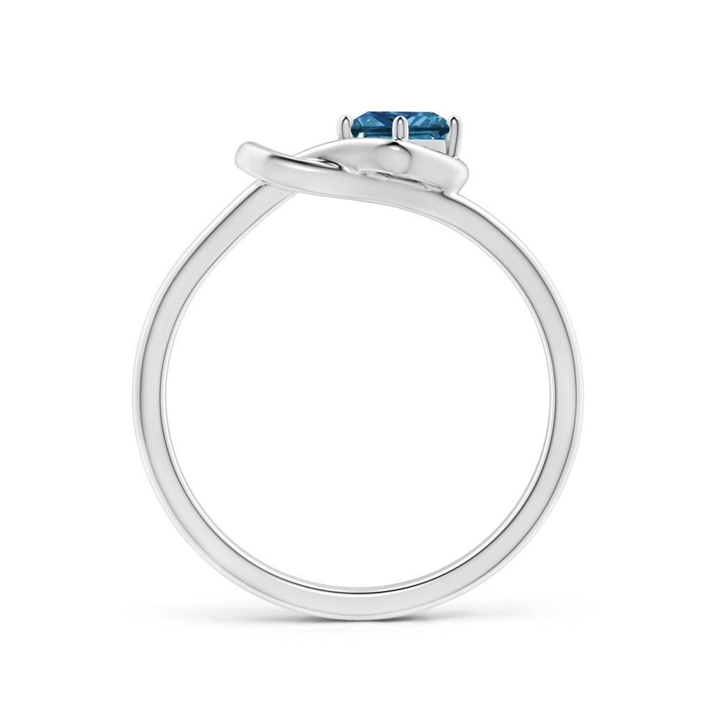 3.5mm AAA Princess-Cut Solitaire Blue Diamond Infinity Knot Ring in White Gold Side 1